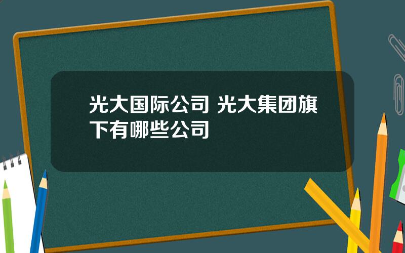 光大国际公司 光大集团旗下有哪些公司